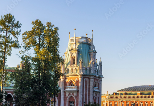 Moscow  Russia - 08.07.2023 - Shot of the Tsaritsyno Museum-Reserve castle. Landmark