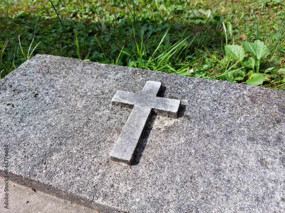 catholic christian cross at old cemetery in Ptuj. Slovenia
