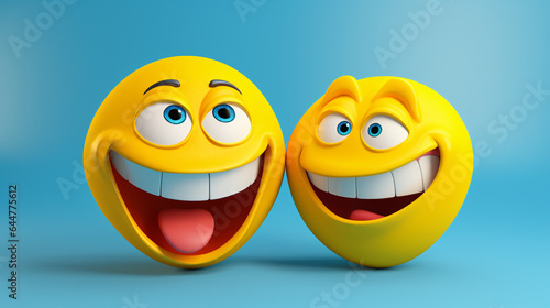 Portrait of a two crazy emoji friends