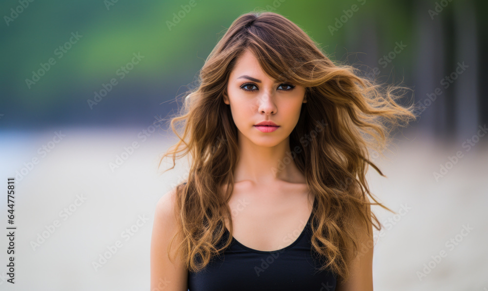 Seaside Elegance: Portrait of a Radiant Young Woman Seaside Elegance: Portrait of a Radiant Young Woman