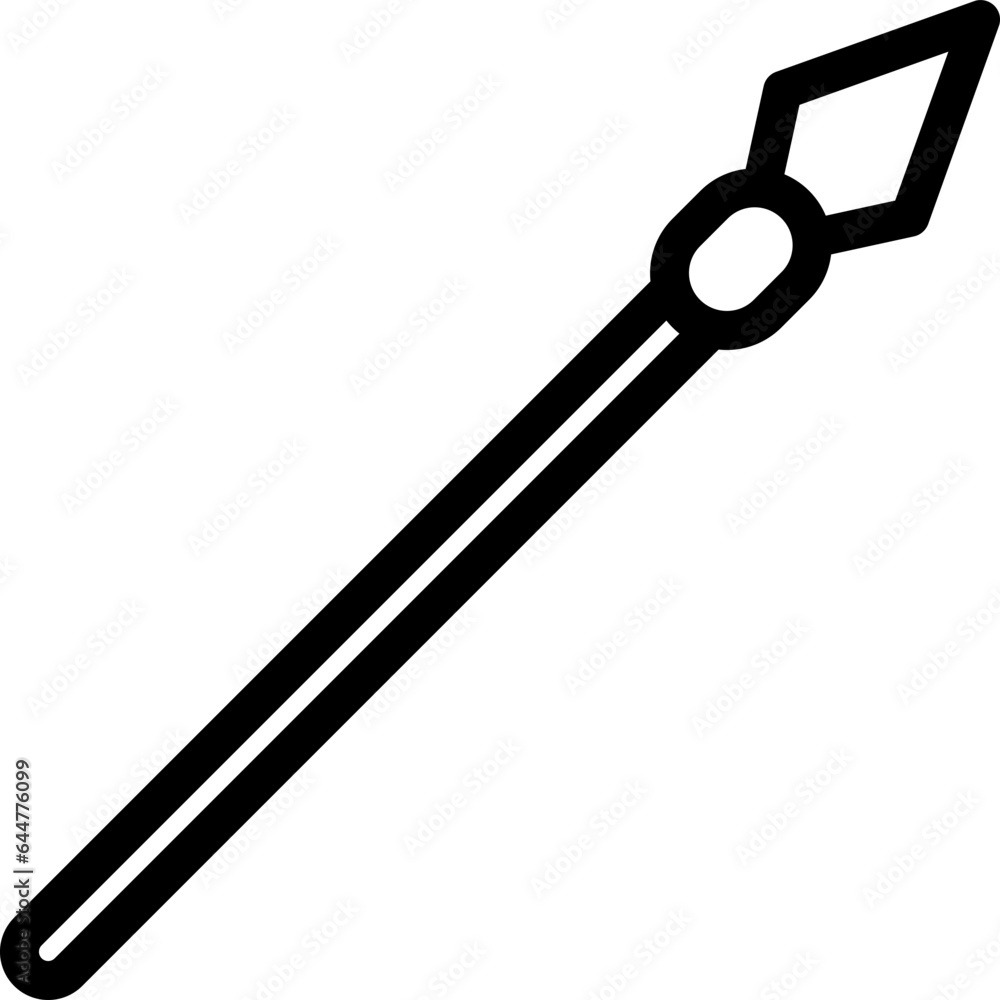 Black line art illustration of spear icon. Black line art illustration of spear icon.