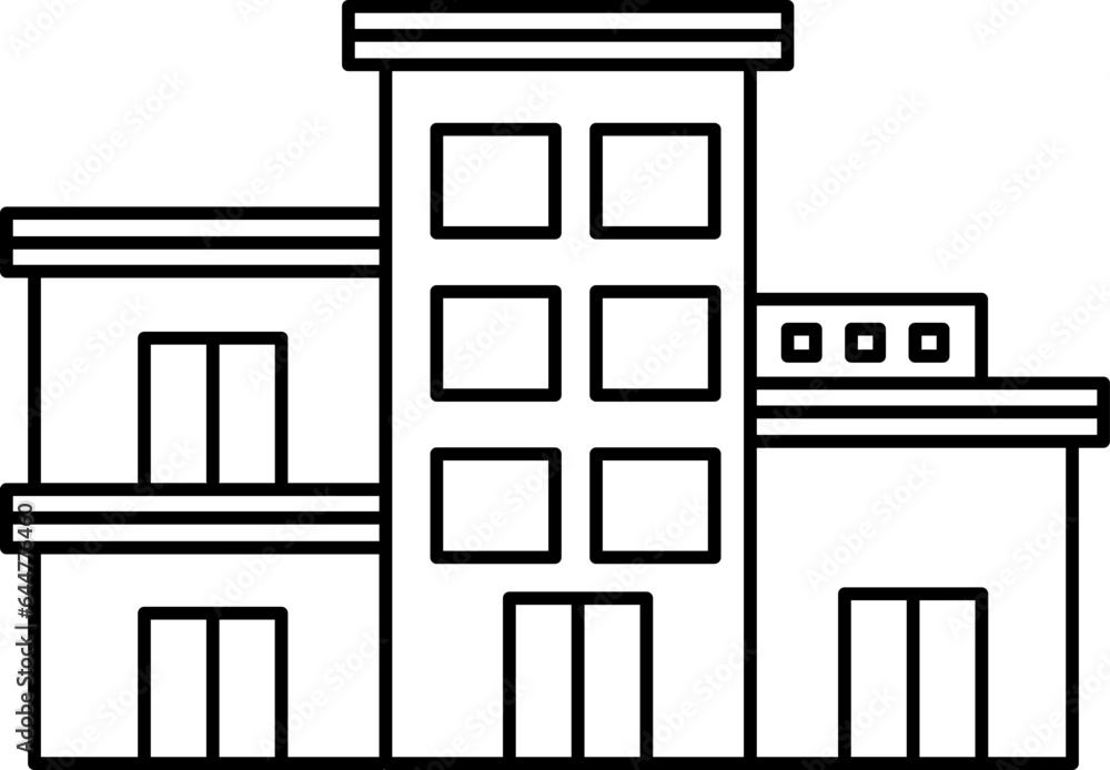 Line Art Building Icon in Flat Style. Line Art Building Icon in Flat Style.