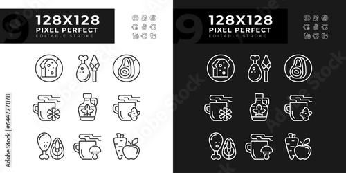 Pixel perfect dark and light icons set of allergen free, editable thin linear illustration.