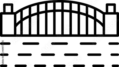 Line art Sydney harbour bridge icon in flat style.