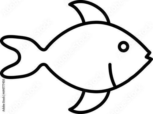 Line art Fish icon in flat style.