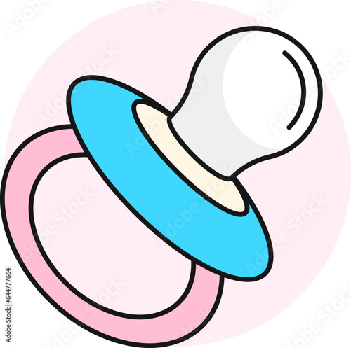 Colorful pacifier icon in flat style.