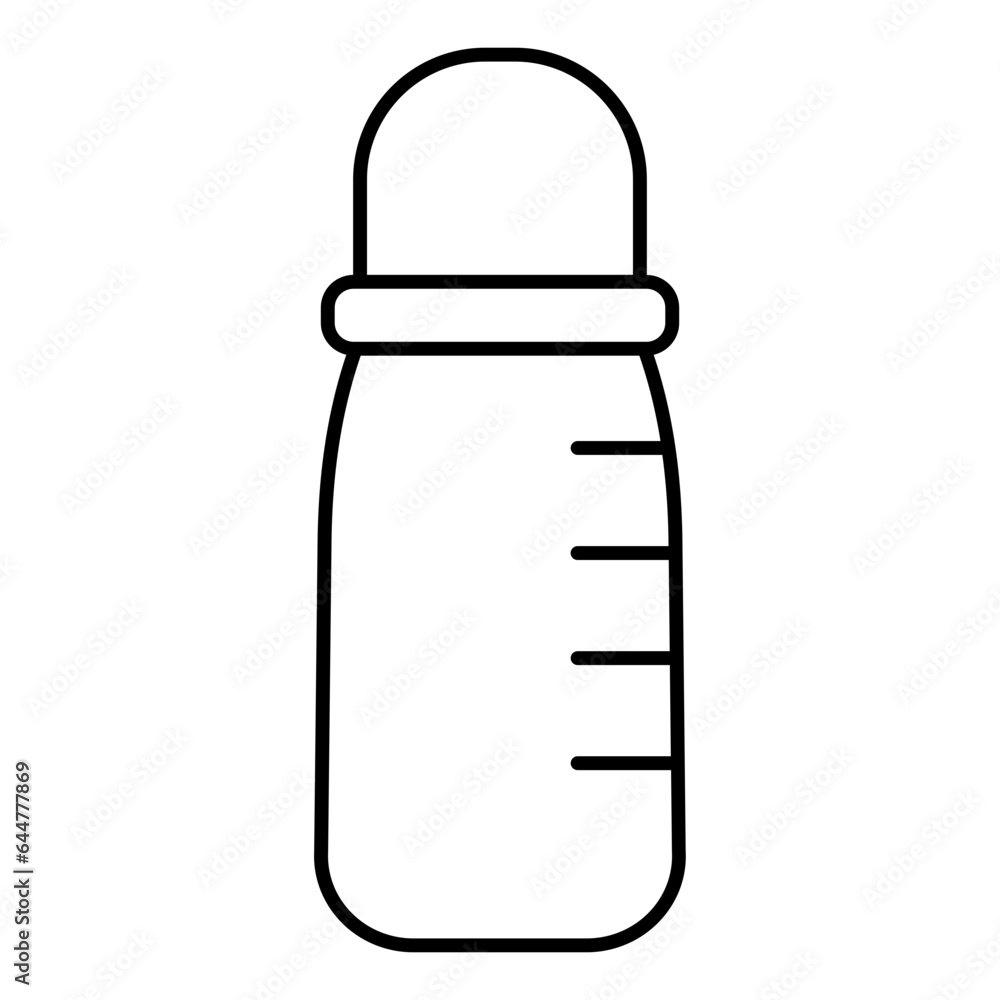 Line art Baby bottle icon in flat style.
