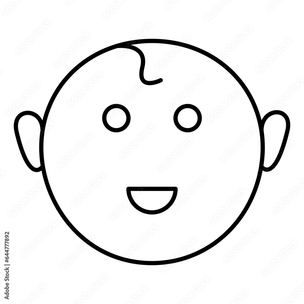 Cartoon baby boy face icon in thin line art. Cartoon baby boy face icon in thin line art.