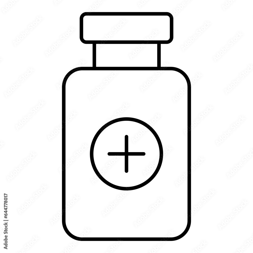 Black line art illustration of Medicine bottle icon. Black line art illustration of Medicine bottle icon.