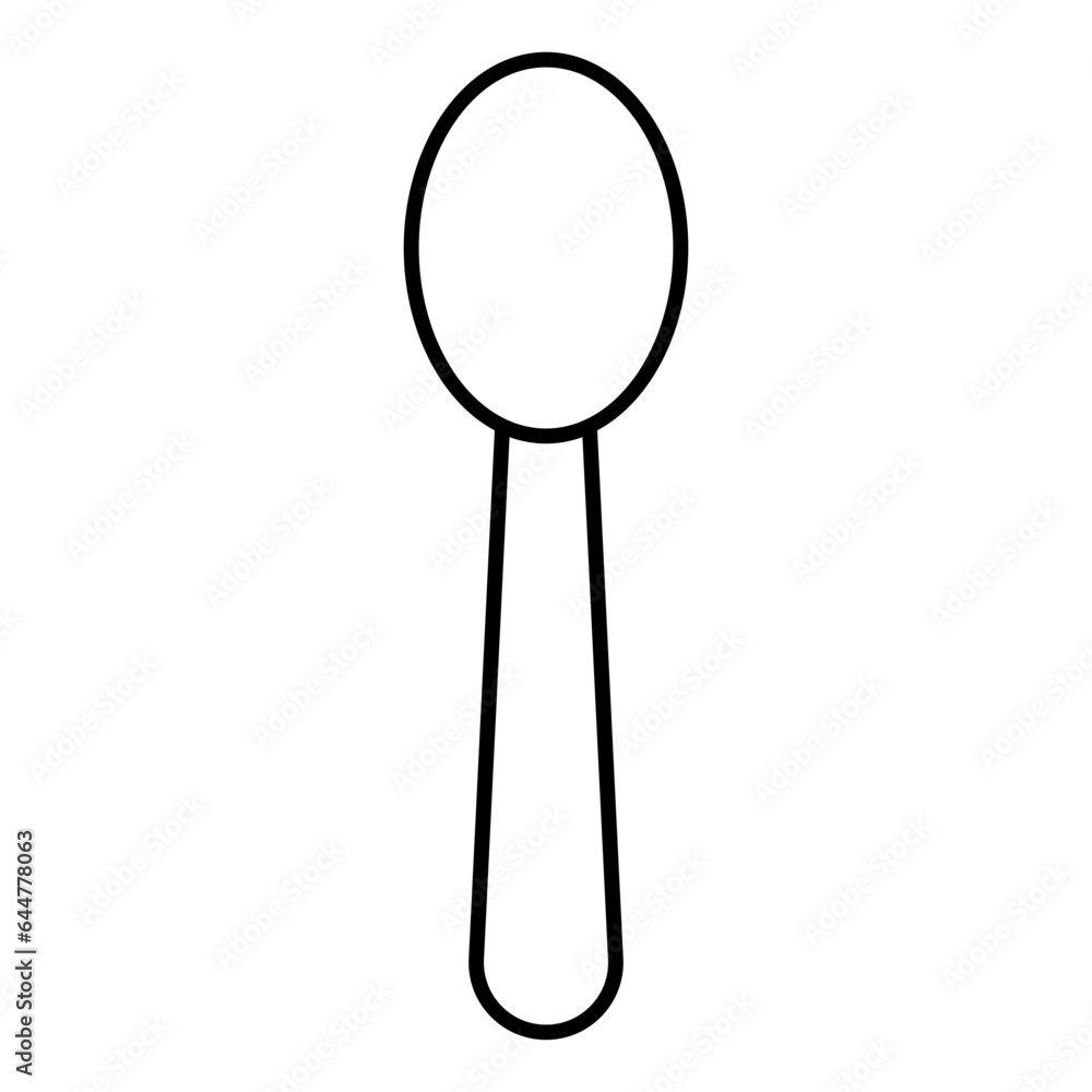 Isolated spoon icon in black outline. Isolated spoon icon in black outline.