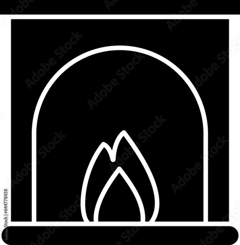 Fireplace Icon In B&W Color.