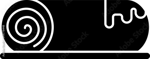 Cake Or Swiss Roll Icon In B&W Color.