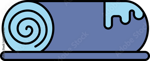 Cake Or Swiss Roll Icon In Blue Color.