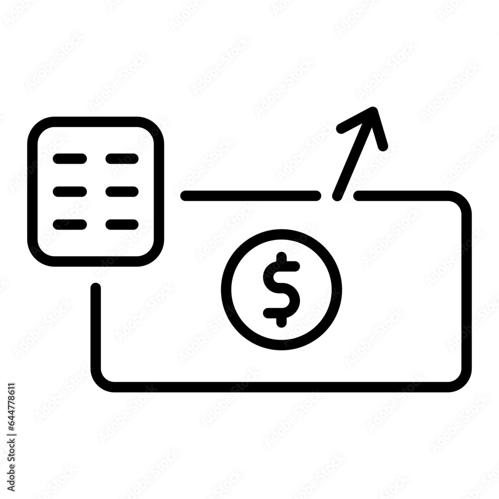 Black Line Art Payment Bill or List Send Icon. Black Line Art Payment Bill or List Send Icon.