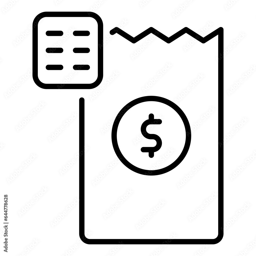 Flat Style Invoice Payment List icon in line art. Flat Style Invoice Payment List icon in line art.