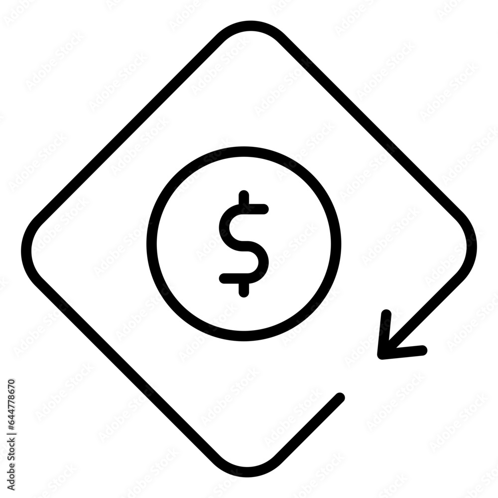 Dollar Coin Reload icon in black line art. Dollar Coin Reload icon in black line art.