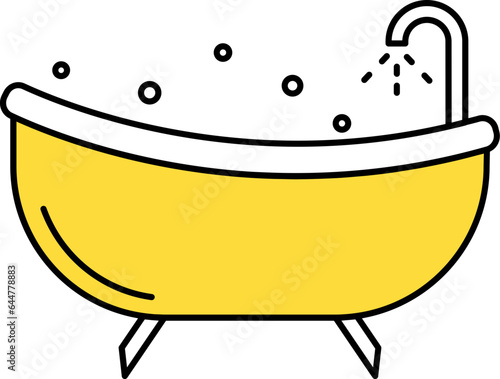 Vector Illustration Of Bathtub In Flat Style.