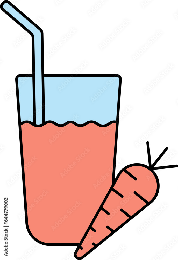 Carrot Juice Glass Icon In Red And Blue Color. Carrot Juice Glass Icon In Red And Blue Color.