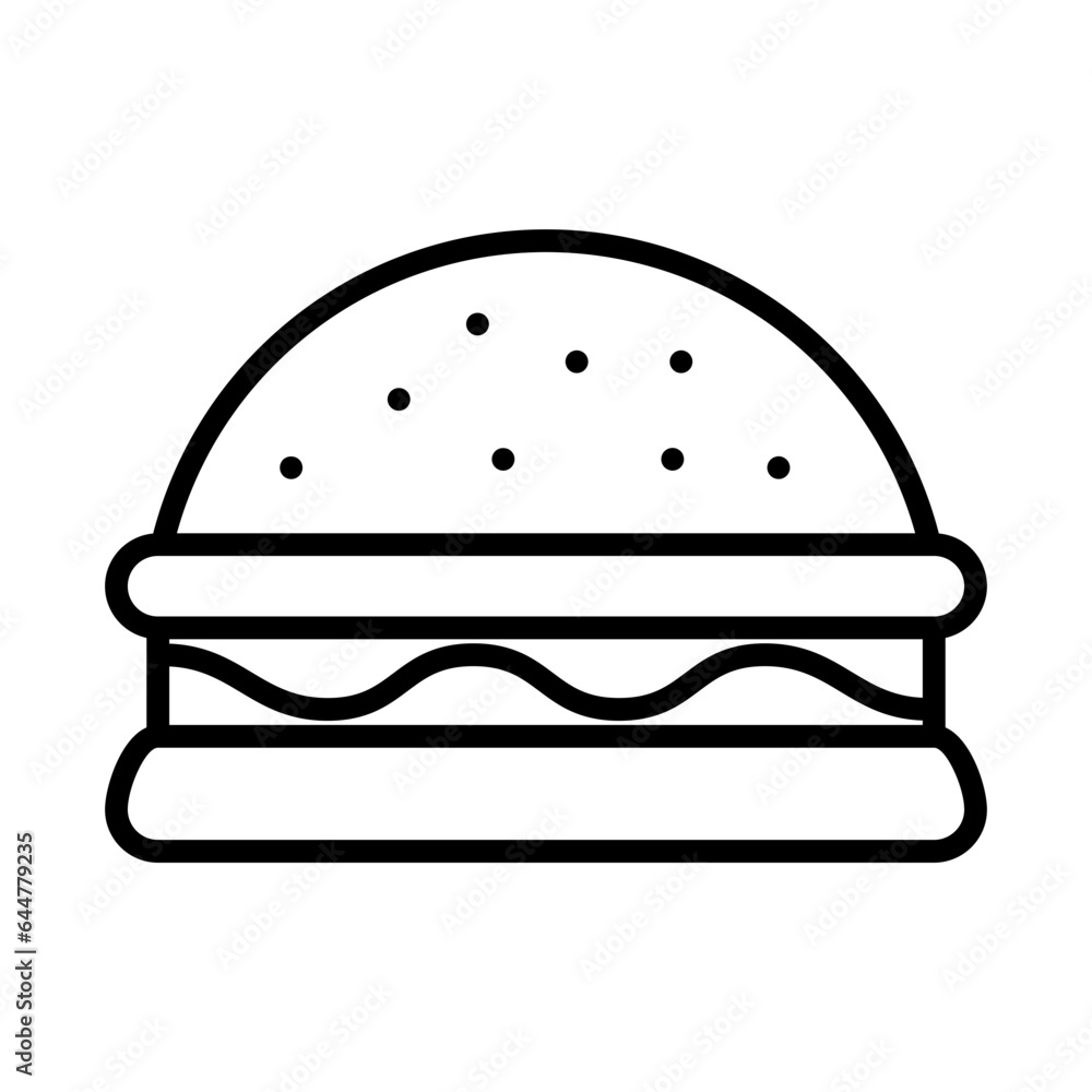 Burger icon or symbol in thin line art. Burger icon or symbol in thin line art.