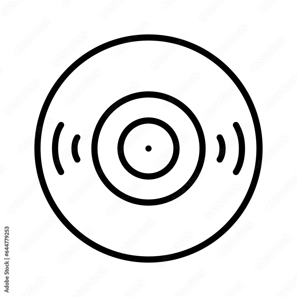 CD (Compact Disk) icon in black line art. CD (Compact Disk) icon in black line art.