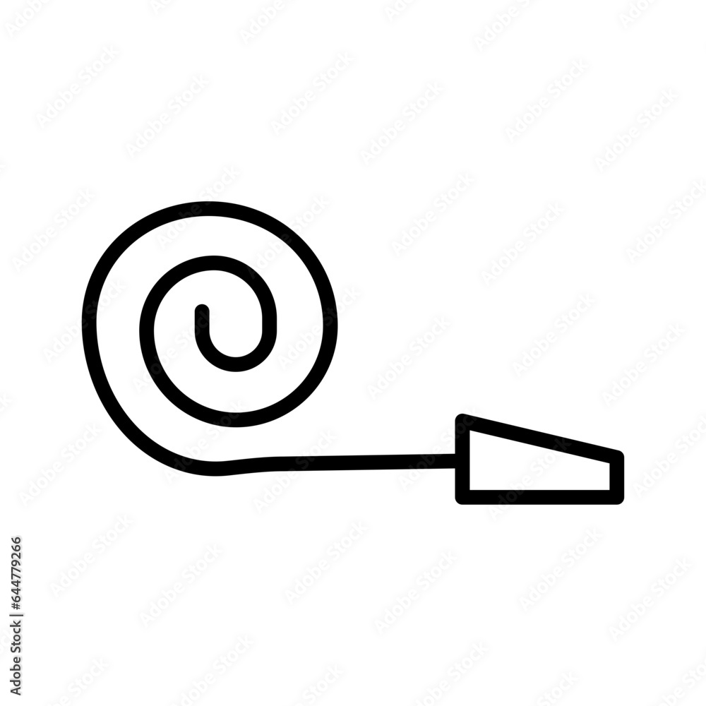 Party blower icon in black line art. Party blower icon in black line art.