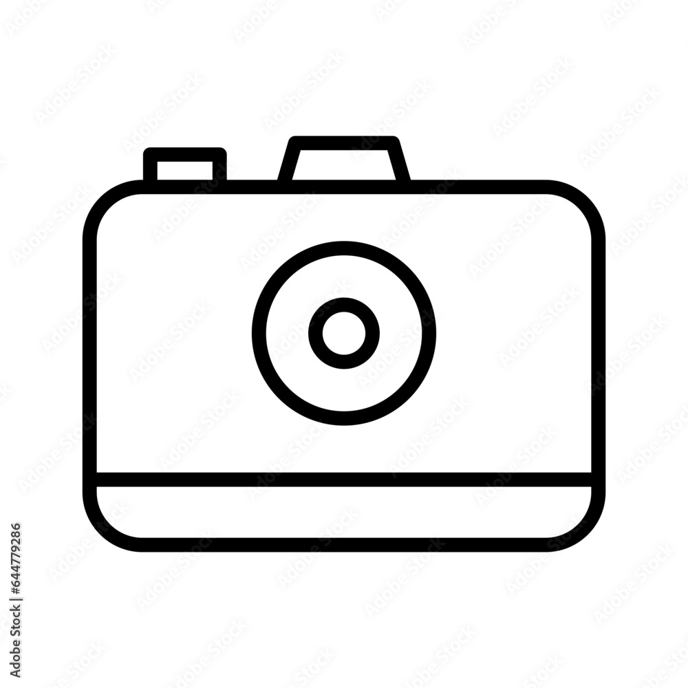Line art camera icon in flat style. Line art camera icon in flat style.