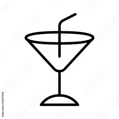 Line art cocktsvgl glass or martini icon.