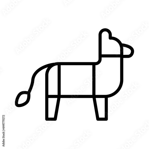 Donkey pinata icon in black line art.