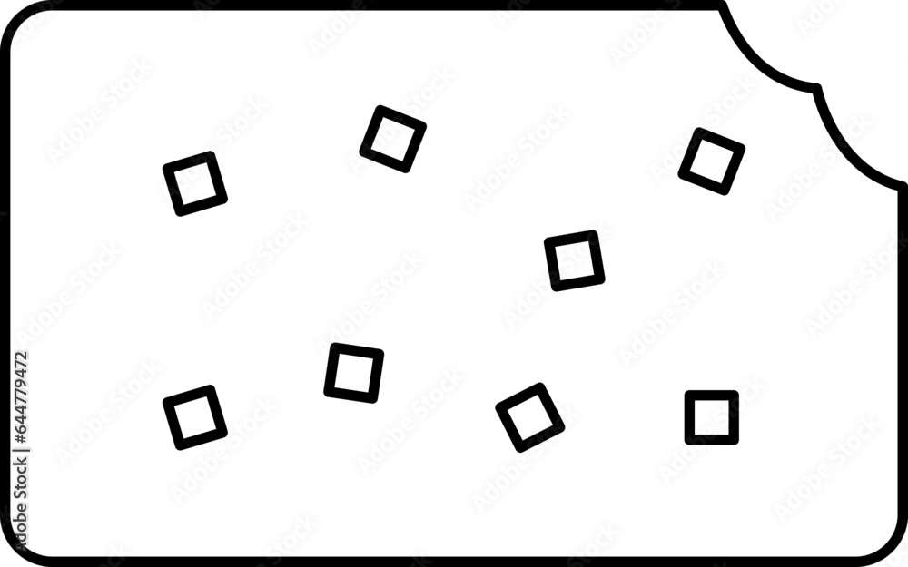 Black Line Art Biscuit Icon In Flat Style. Black Line Art Biscuit Icon In Flat Style.