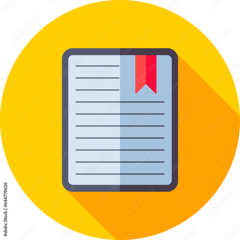 File bookmark icon on yellow round background. File bookmark icon on yellow round background.