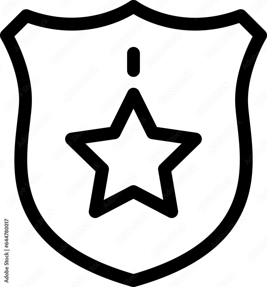 Star Shield Icon or Symbol in Black Thin Line Art. Star Shield Icon or Symbol in Black Thin Line Art.