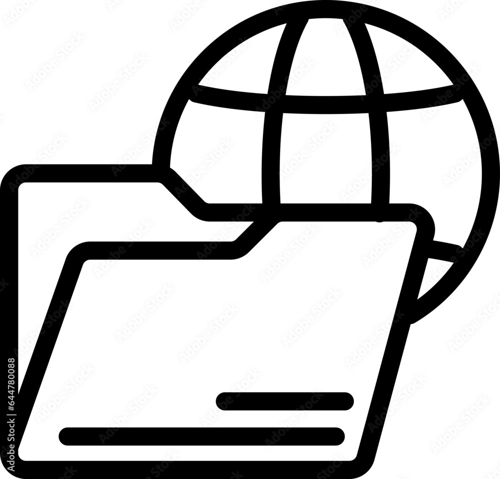 Global Folder Icon In Thin Line. Global Folder Icon In Thin Line.