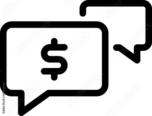 Money Chat Icon or Symbol in Black thin Line Art.