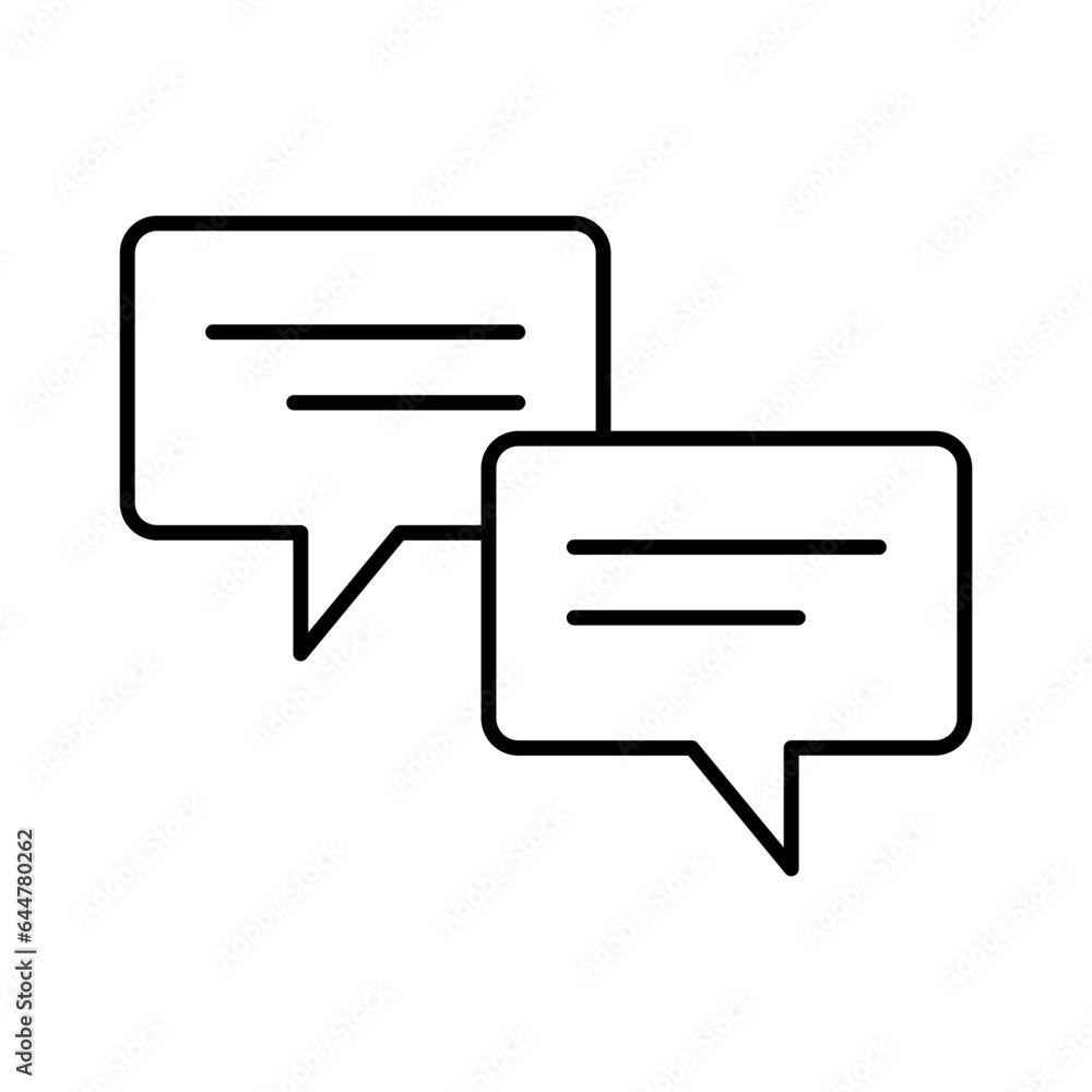 Chatting or communication icon in black line art. Chatting or communication icon in black line art.