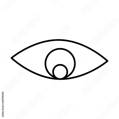 Line art illustration of eye or vision icon.