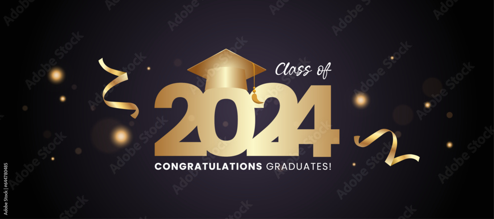 Vetor de Congratulations on your graduation from school. Class of 2024 ...