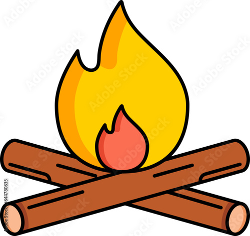 Bonfire icon in orange and brown color.
