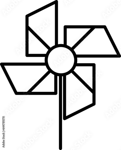 Pinwheel icon in black line art.