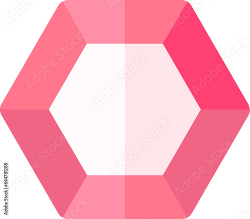 Hexagon Diamond Icon In Pink Color.