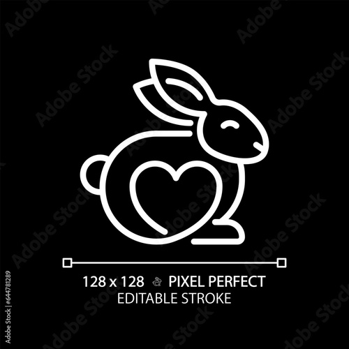 2D pixel perfect editable white cruelty free icon, isolated vector, thin line illustration representing allergen free.