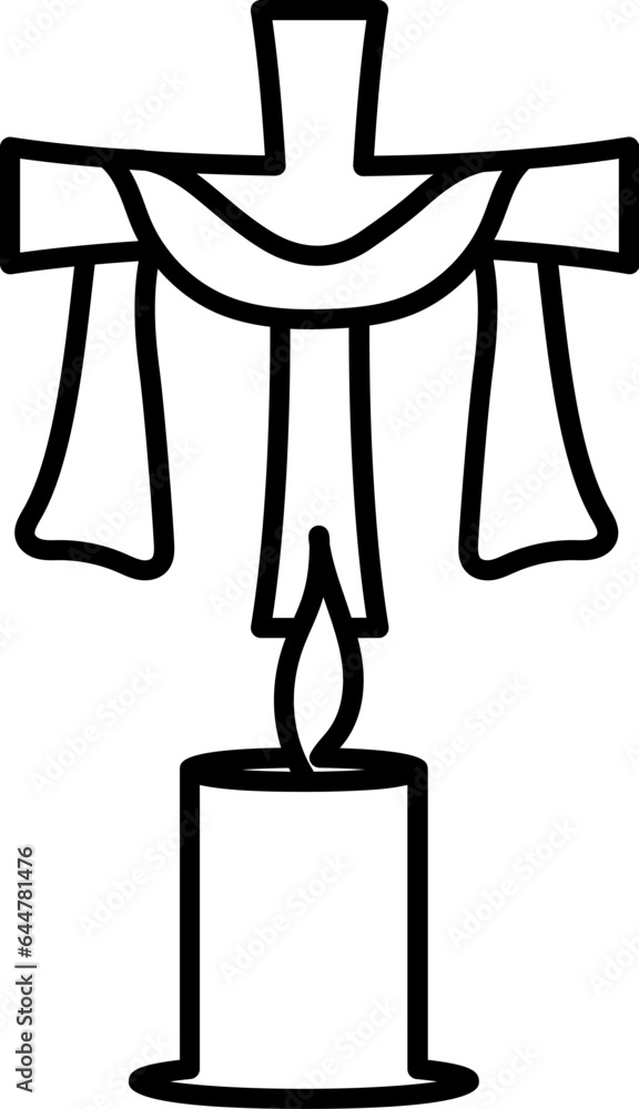Holy Christian Cross With Burning Candle Icon In Flat Style. Holy Christian Cross With Burning Candle Icon In Flat Style.