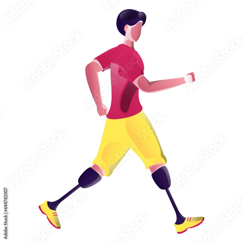 Faceless Disabled Young Boy in Walking Pose.