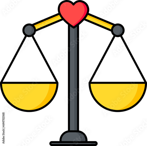 Balance scale icon in yellow and gray color.