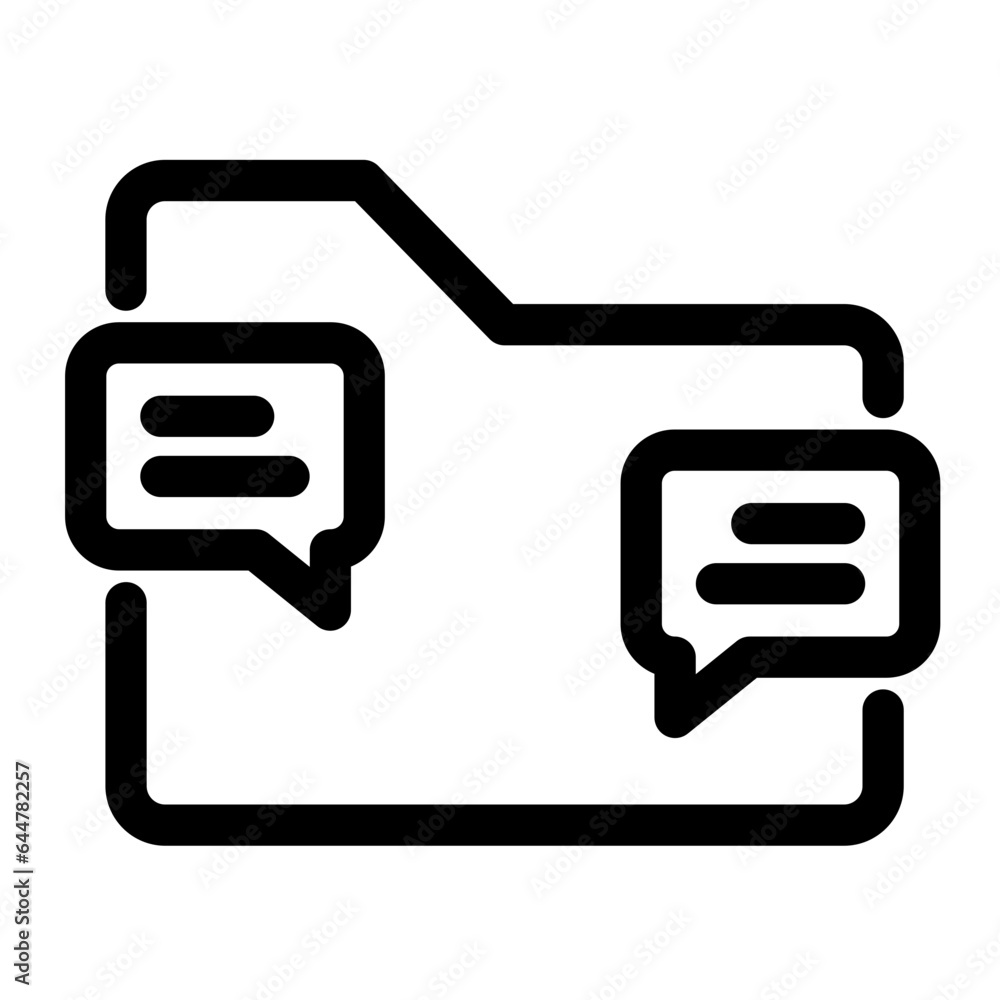 Black line art illustration of Message folder icon.