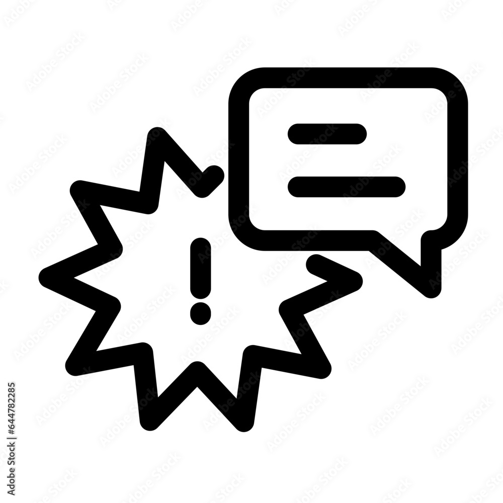 Black line art illustration of Warning explosive message icon. Black line art illustration of Warning explosive message icon.