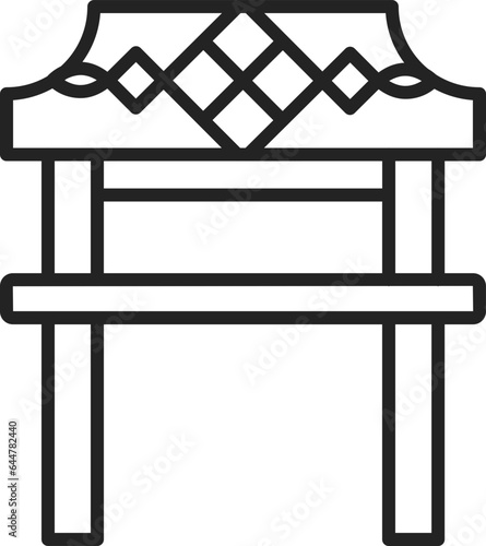 Illustration of Chinese Gate Icon in line Art.