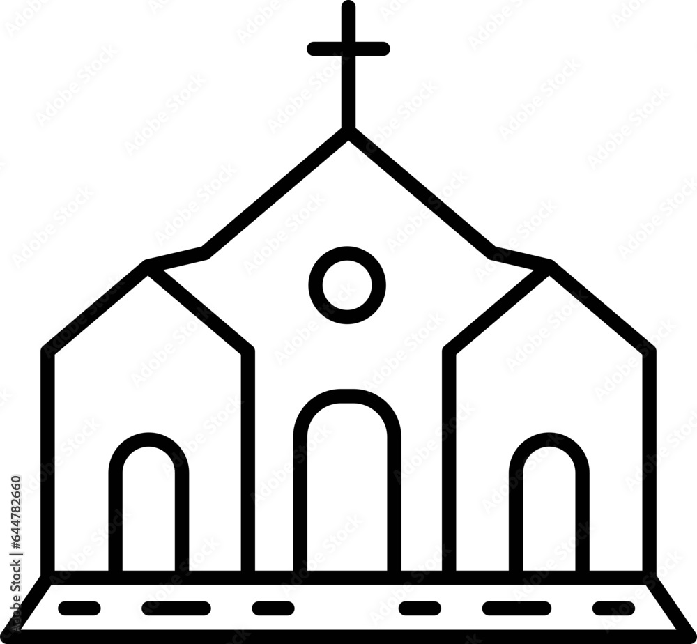 Black line art illustration of Church icon. Black line art illustration of Church icon.