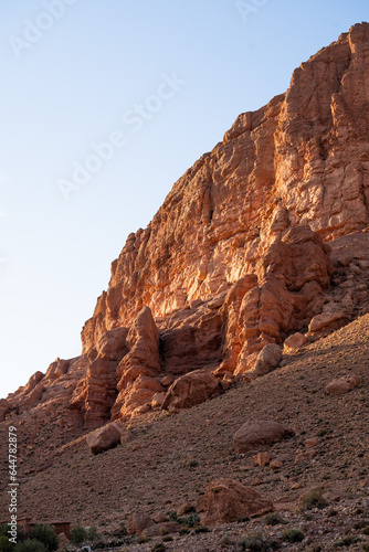 Nature, rocks and mountains in Dades Gorge Morocco during sunset