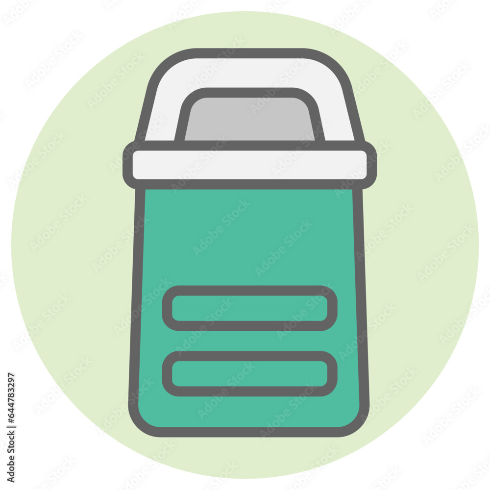 Flat style Dustbin icon in green and gray color. Flat style Dustbin icon in green and gray color.