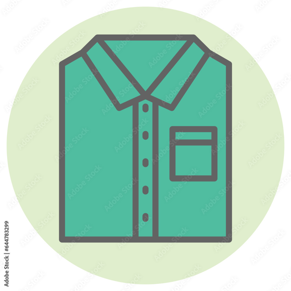Green fold shirt icon in flat style. Green fold shirt icon in flat style.